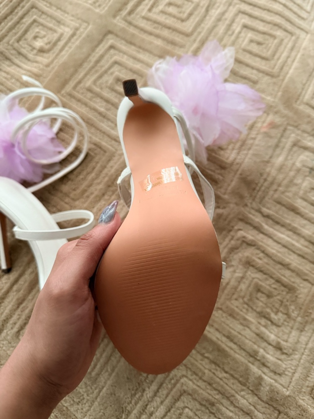 Rome Flower Wrap Up Heels - White - Picture 3 of 4